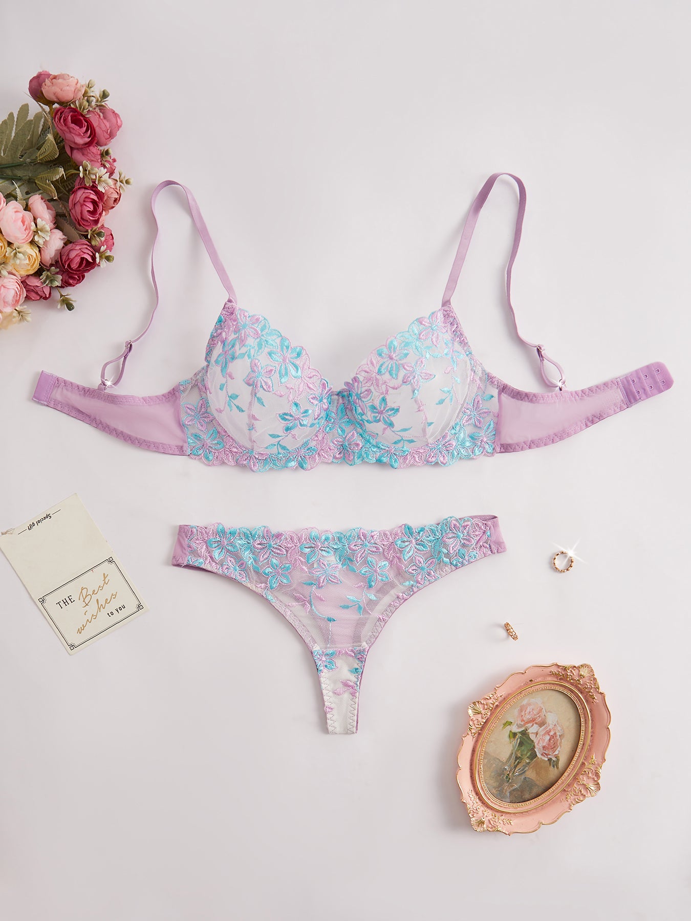 Valentines Day Gift Elegant Romantic Charming Sexy Transparent Flower Lace Womens Lingerie