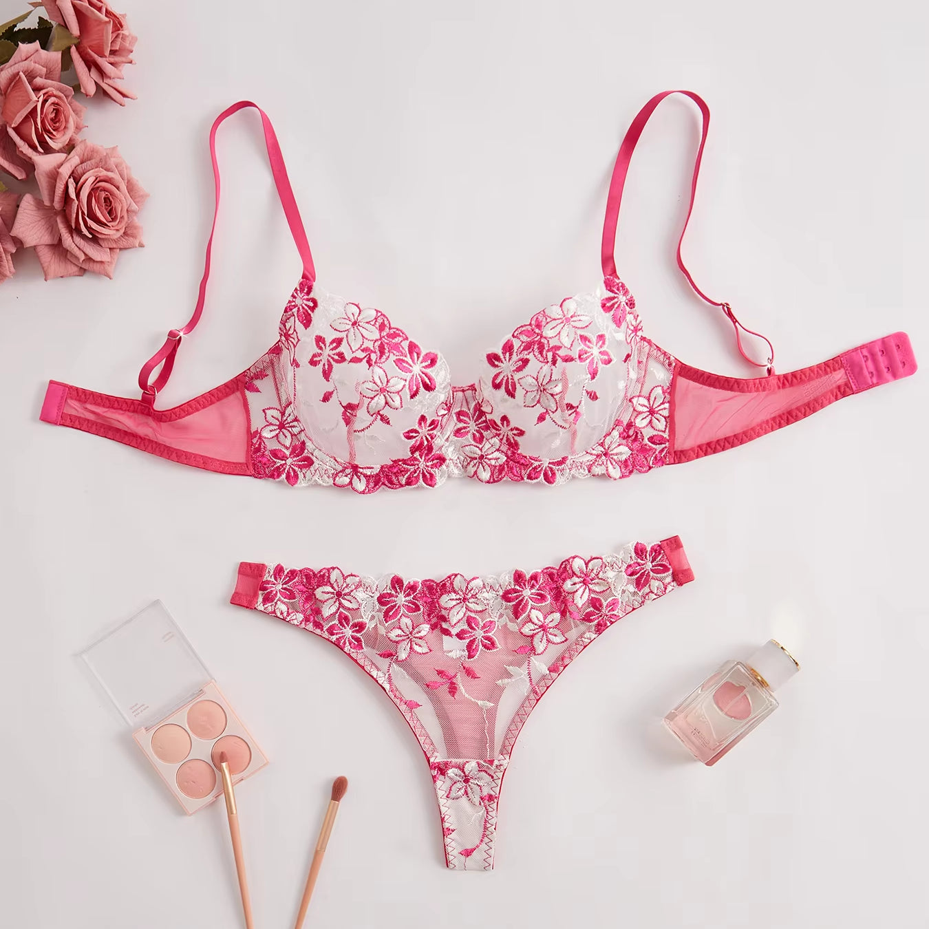 Valentines Day Gift Elegant Romantic Charming Sexy Transparent Flower Lace Womens Lingerie